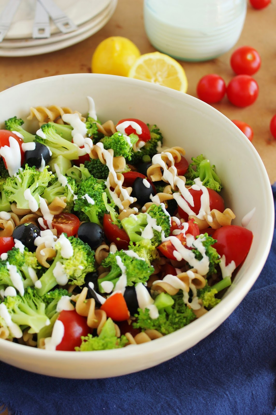 Pasta Broccoli Salad with Creamy Lemon Dressing