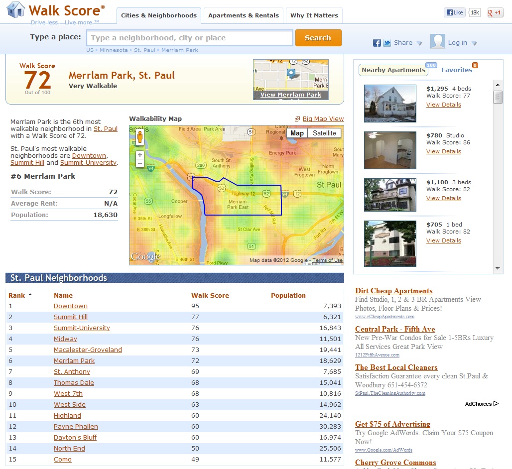 Enjoying the Course Walk Score
