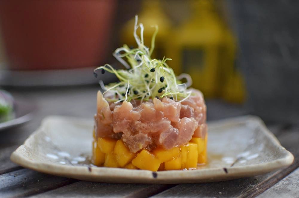 Day by Day Recipe Salmon cucumber tartare and tuna mango tartare