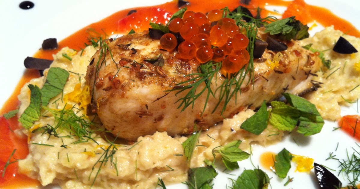 Sous Vide Siuda Olive Oil Poached Halibut with Fennel Puree and Blood