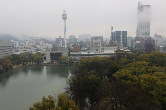 The view of Hiroshima city from the top floor of Hiroshima Castle in Japan The view of Hiroshima city from the top floor of Hiroshima Castle in Japan