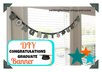Make this EASY DIY Congratulations Graduate Banner to celebrate your teen's graduation in colors to match the theme of your graduation party! Includes craft tutorial instructions and supply list. No Cricut or Silhouette machine required!