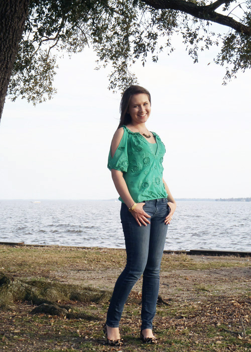 Wearing green green outfit for St. Patricks Day