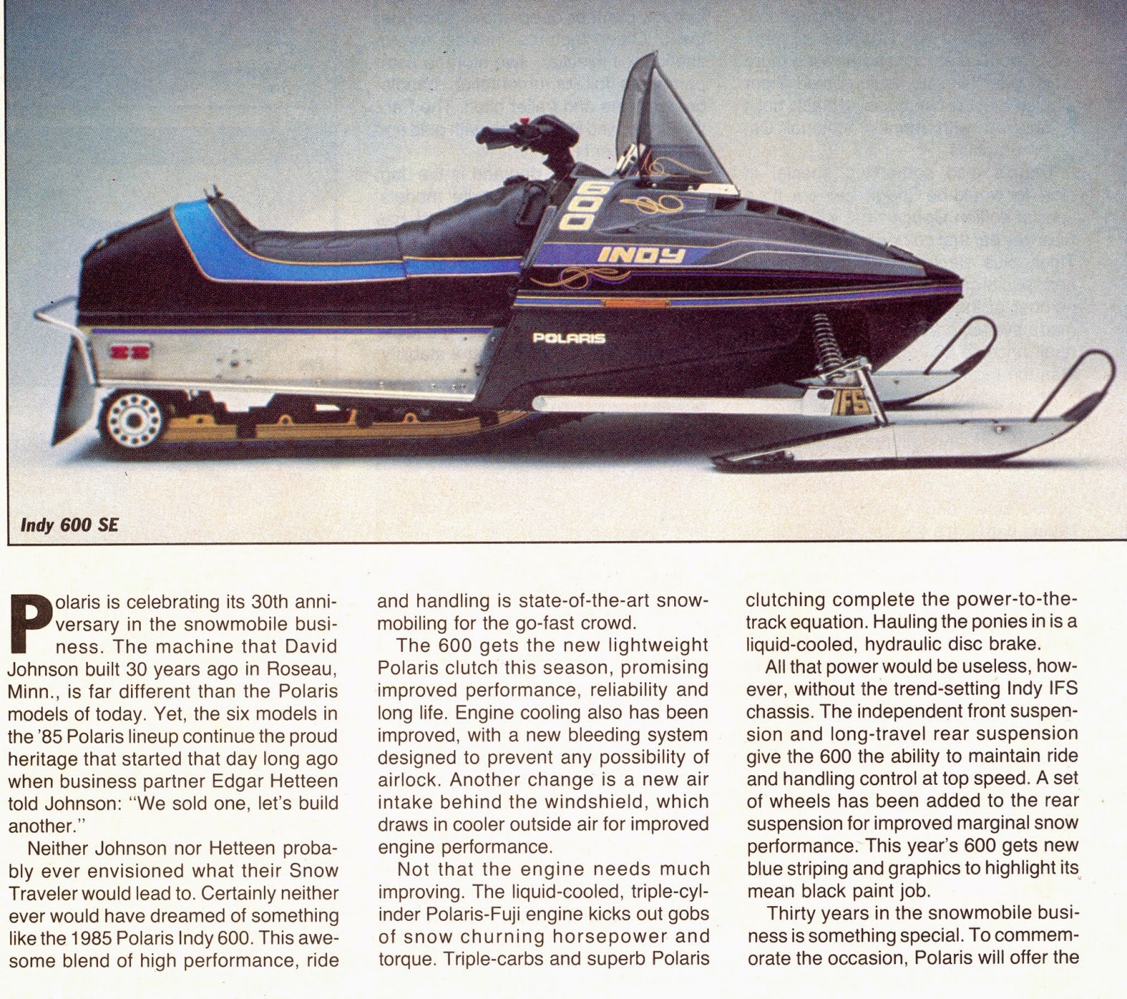 CLASSIC SNOWMOBILES OF THE PAST 1985 POLARIS INDY 600 SE