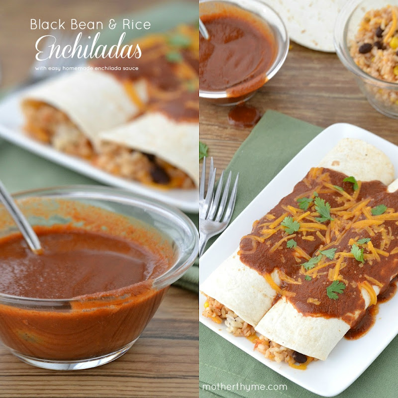 Black Bean and Rice Enchiladas with Homemade Enchilada Sauce Mother Thyme