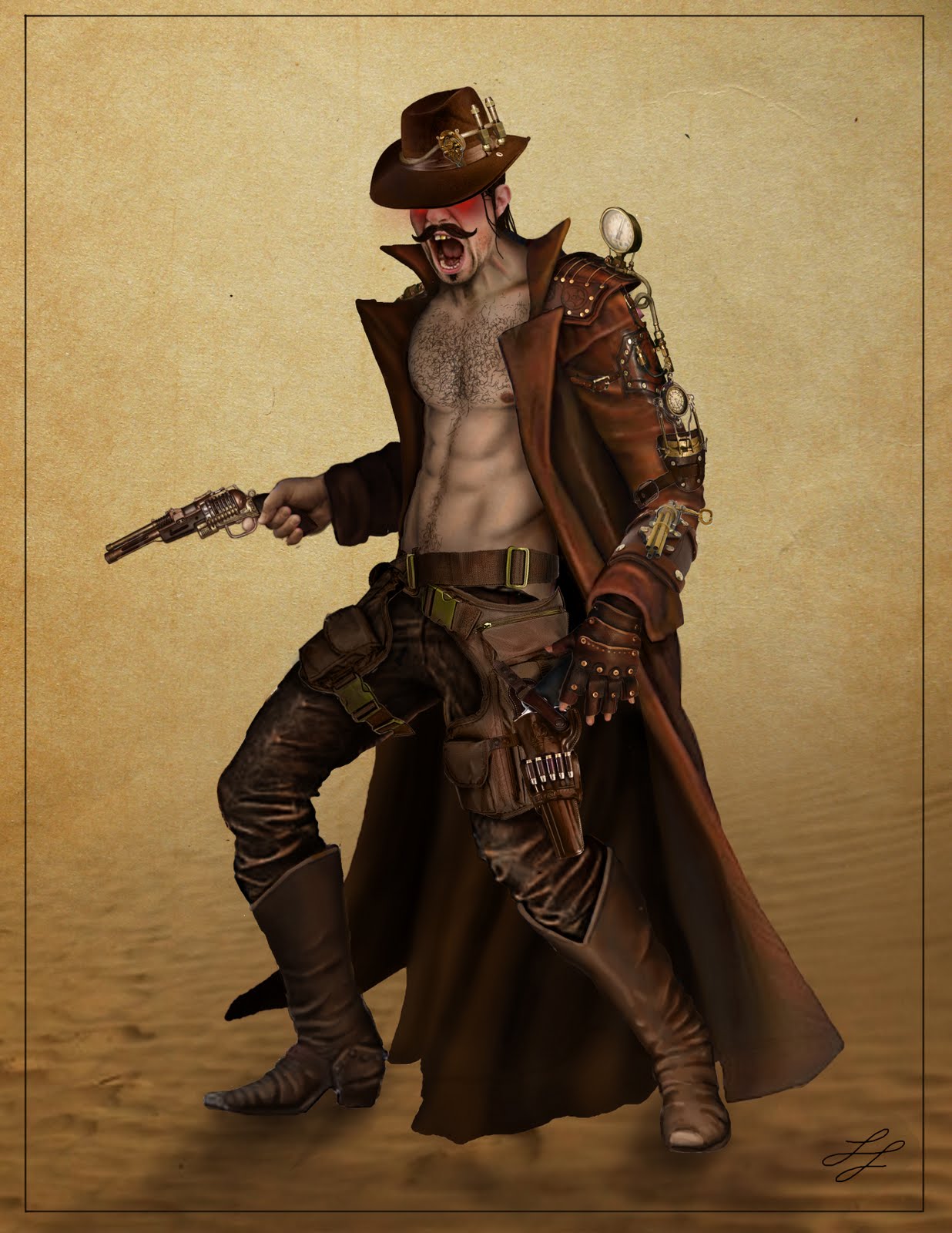 Fine Art by Landon Lott Steampunk Gunslinger