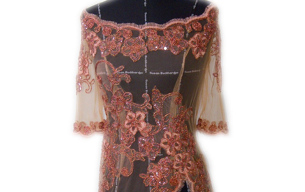 kebaya brokat kerutan asimetris