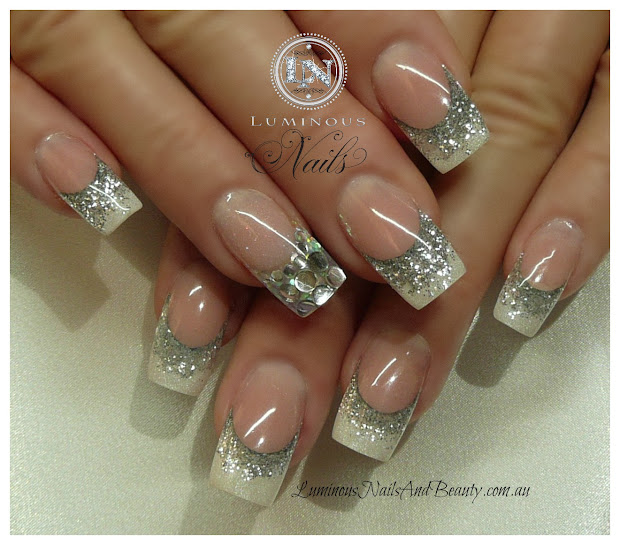 acrylic nail design glitter tips