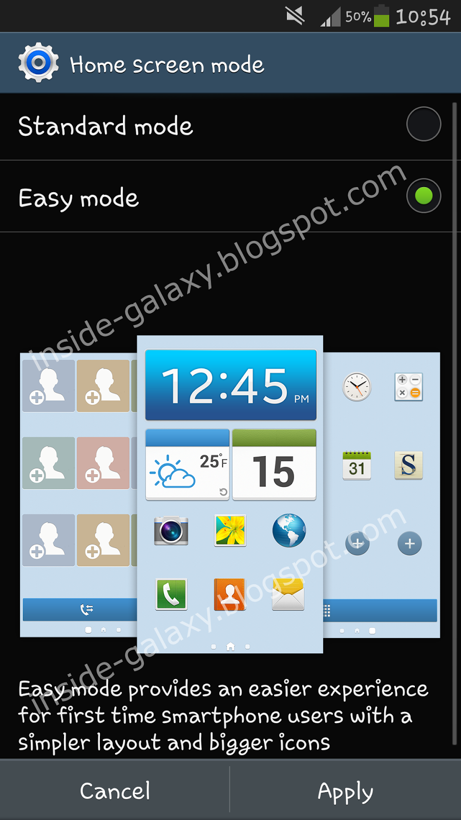 Inside Galaxy Samsung Galaxy S4 How to Change Home Screen Mode