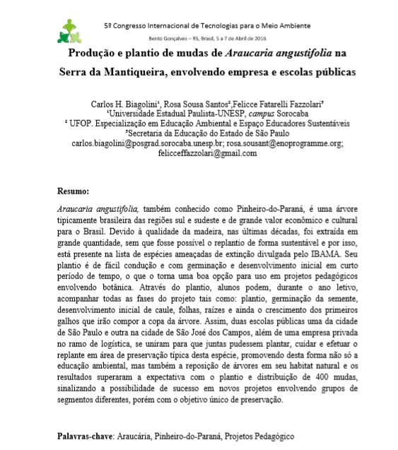 5º Congresso Internacional de Tecnologias para o Meio Ambiente