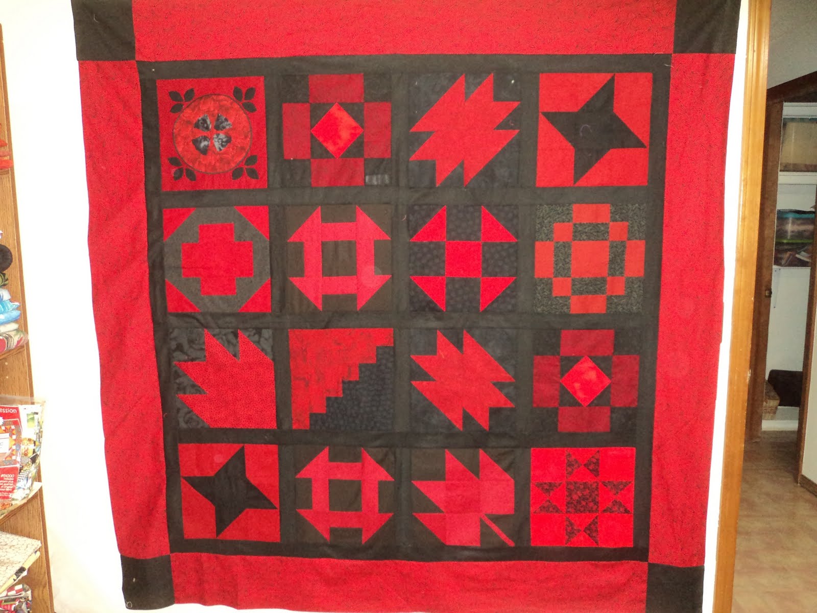black red quilt