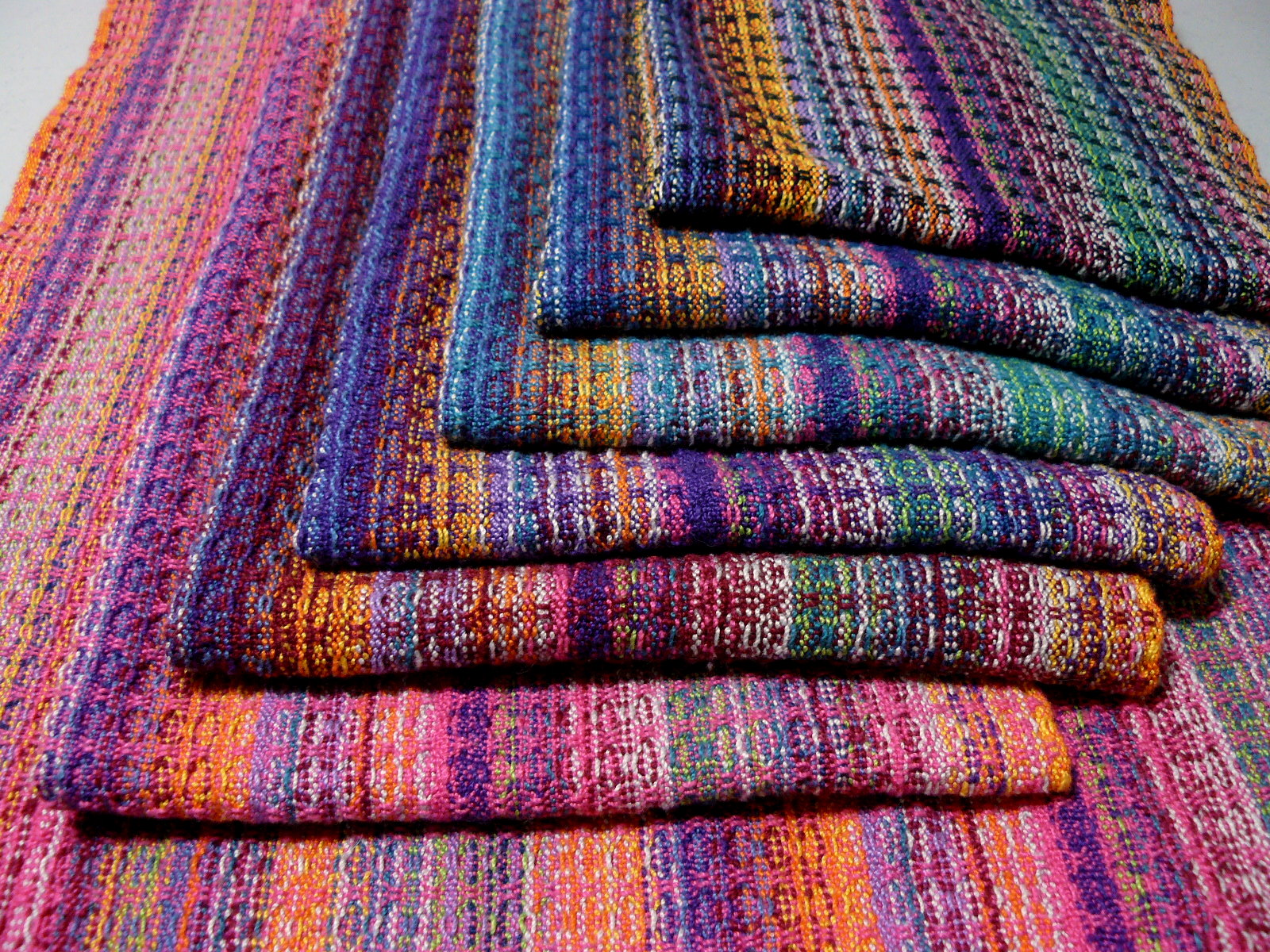 Hozho Handwoven Huck Rainbow Towels, Finished!