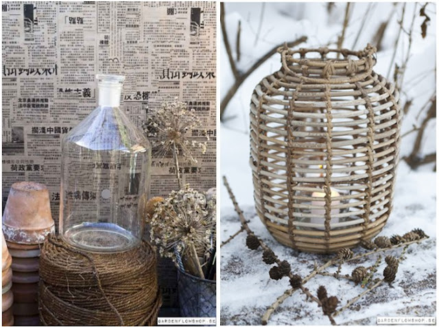 Vase verre et lanterne osier Garden flow shop via Nat et Nature
