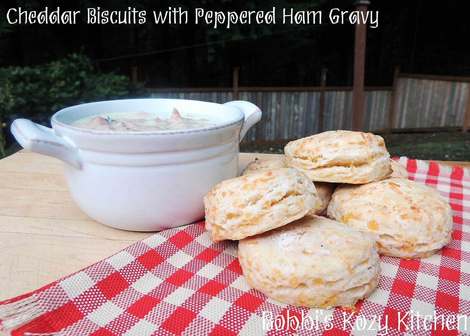 Cheddar Biscuits with Peppered Ham Gravy Bobbi's Kozy Kitchen