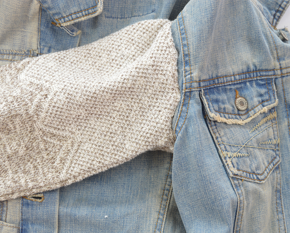 DIY Sweater Sleeve Denim Jacket