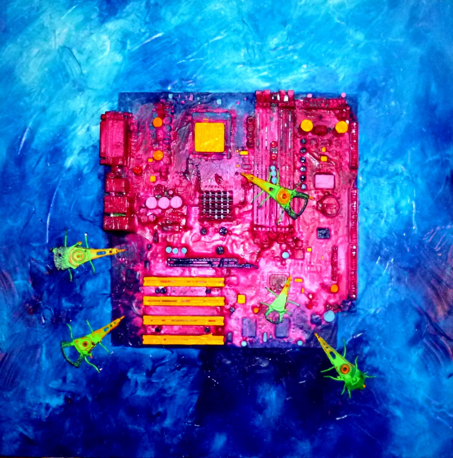 Carlos Printe Art journal Computer bugs Mixed media using hard