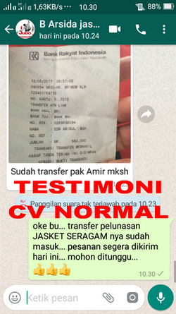 TESTIMONI PEMBELI JASKET CV NORMAL