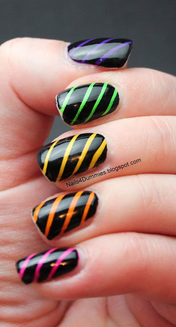 Nails4Dummies - Neon Stripes Tape Nails