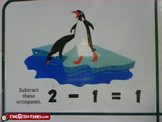 engrish funny penguin octopus subtraction