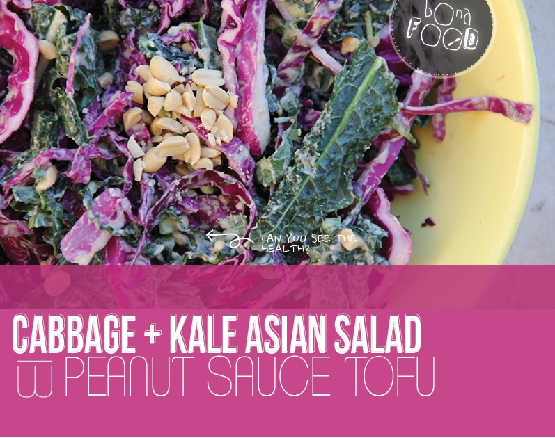 bona food Cabbage + Kale Asian Salad with Peanut Sauce Tofu