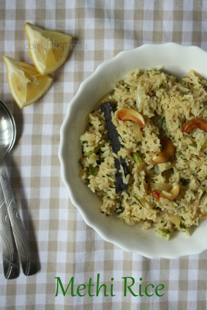 Cook like Priya Methi Ghee Rice Fenugreek leaves Recipe Easy Mixed Rice Recipe