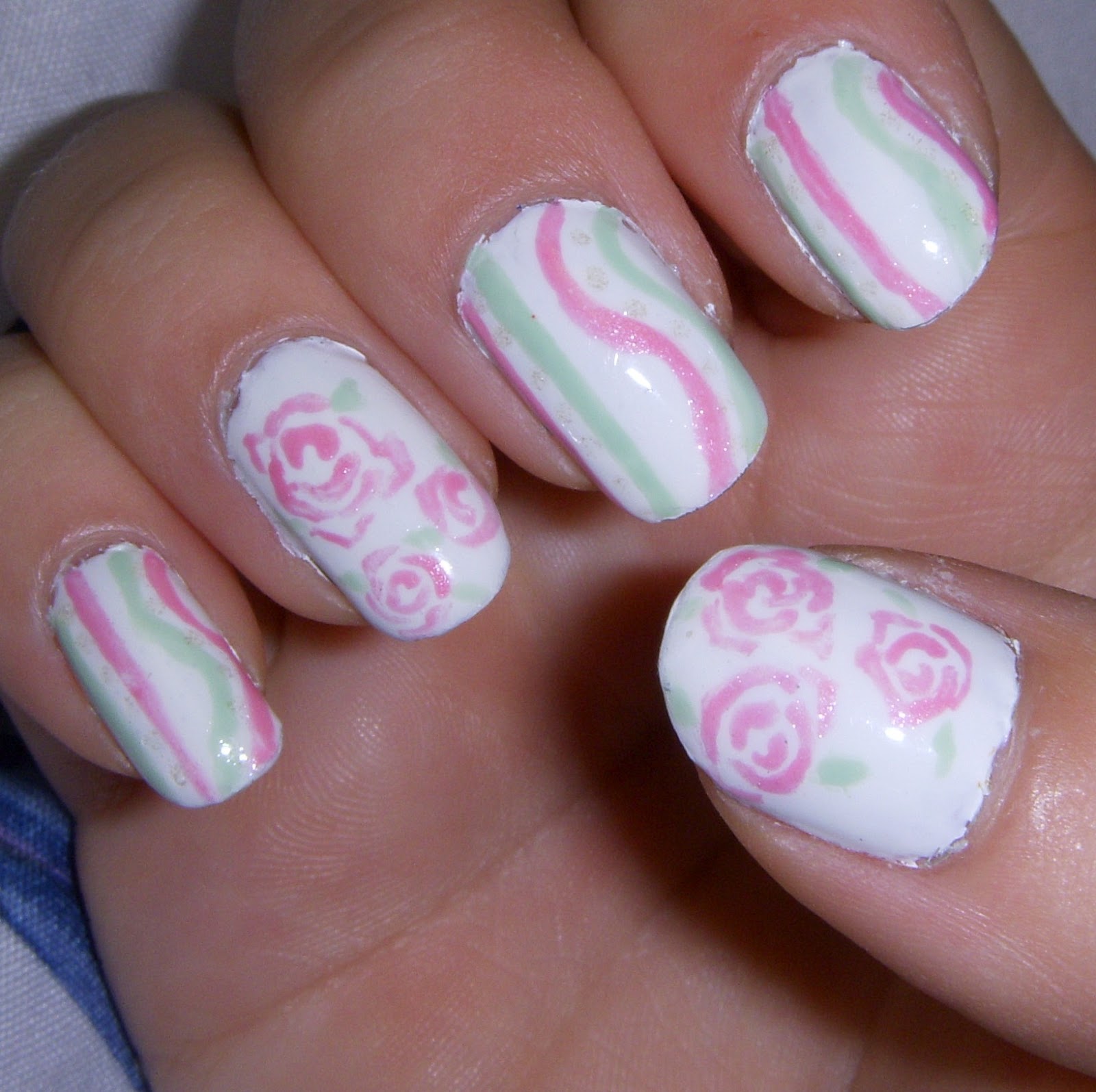 Quixii's Nails: 08/09/12 - Roses and Cream Nails