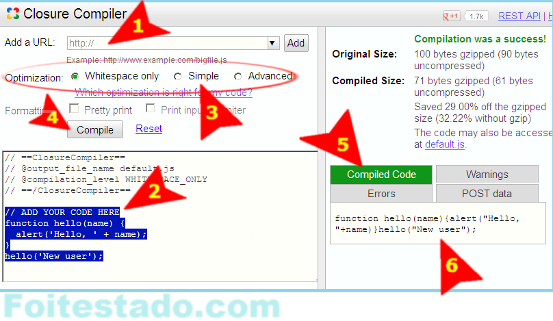 Closure Compiler para reduzir código javascript Usando closure Compiler para reducção e otimização de código javascript