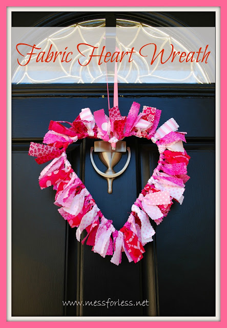 Valentine Decoration: Heart Shaped Fabric Wreath, #crafts, #Valentines