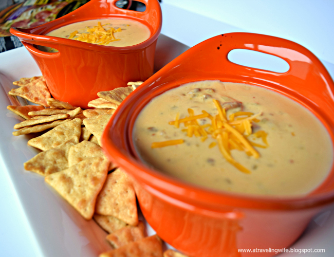 a traveling Wife Chorizo Cheese Dip for Game Day