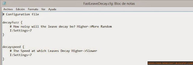 Configuración del Mod Fast Leave Decay para Minecraft 1.8/1.8.8