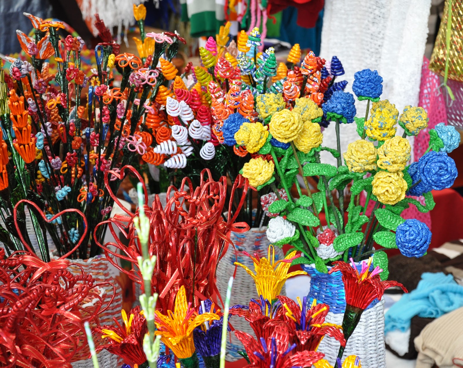 recycled flowers made of paper and plarn reduce reuse recycle paper flower