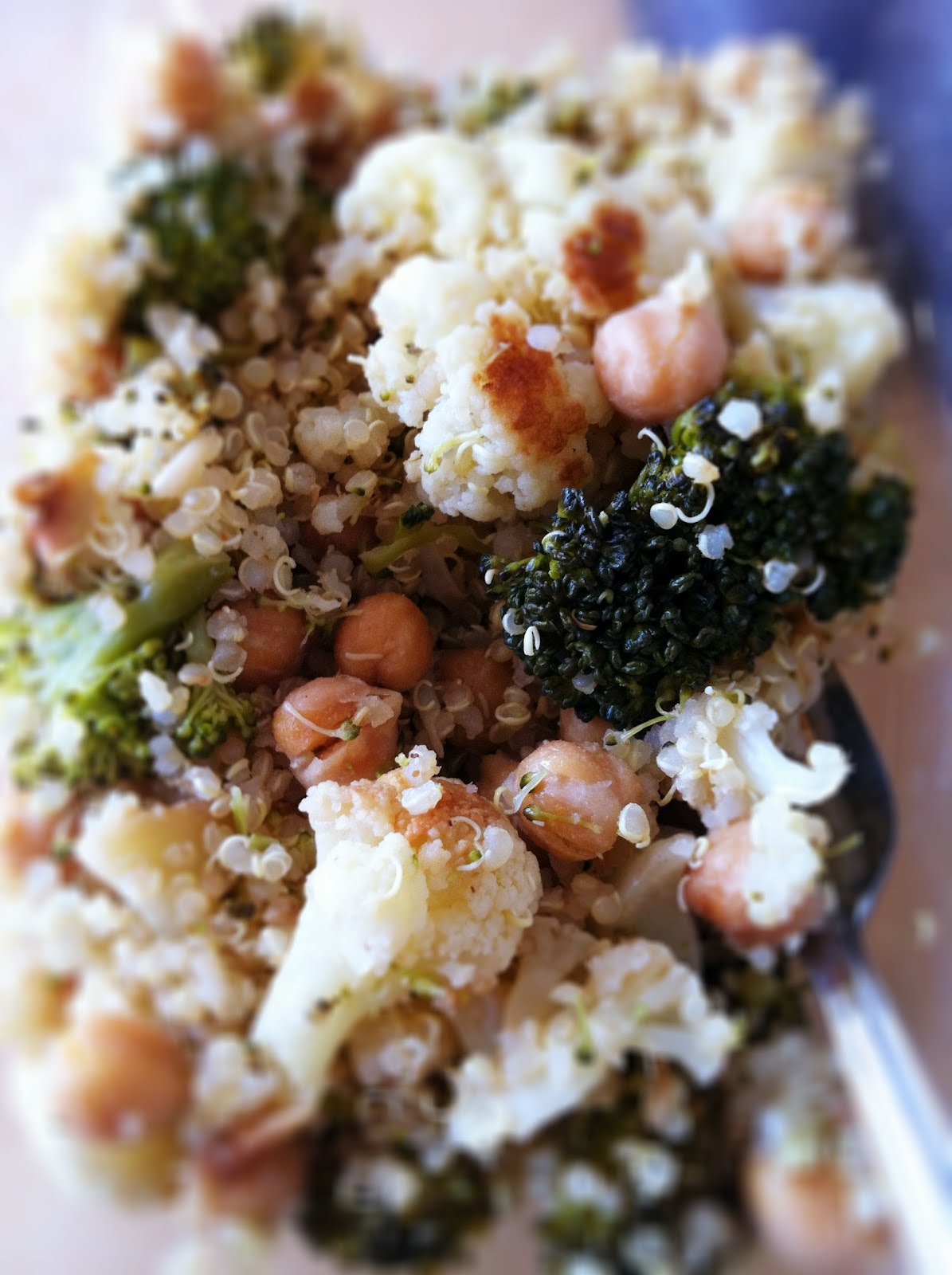 Flying Lion Quinoa Salad with Roasted Chickpeas, Broccoli, and Cauliflower