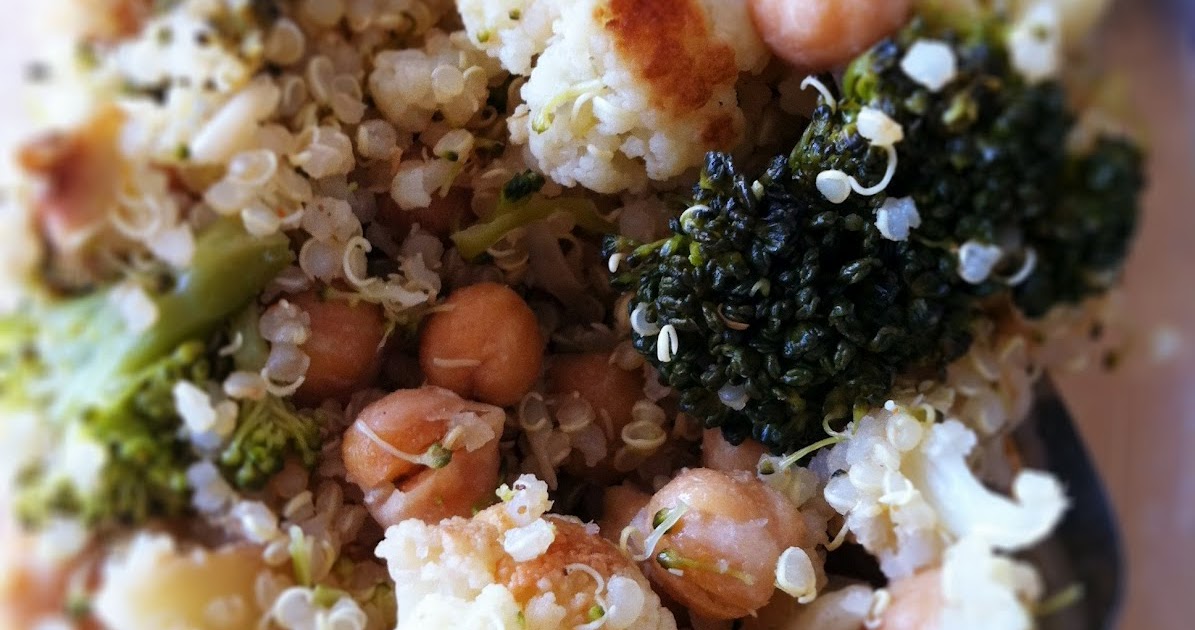Flying Lion Quinoa Salad with Roasted Chickpeas, Broccoli, and Cauliflower