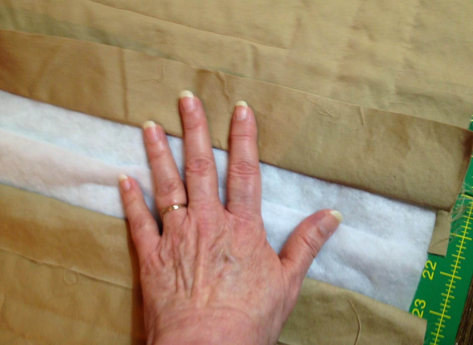 Quilt as you go using free motion quilting Joining quilted log cabin