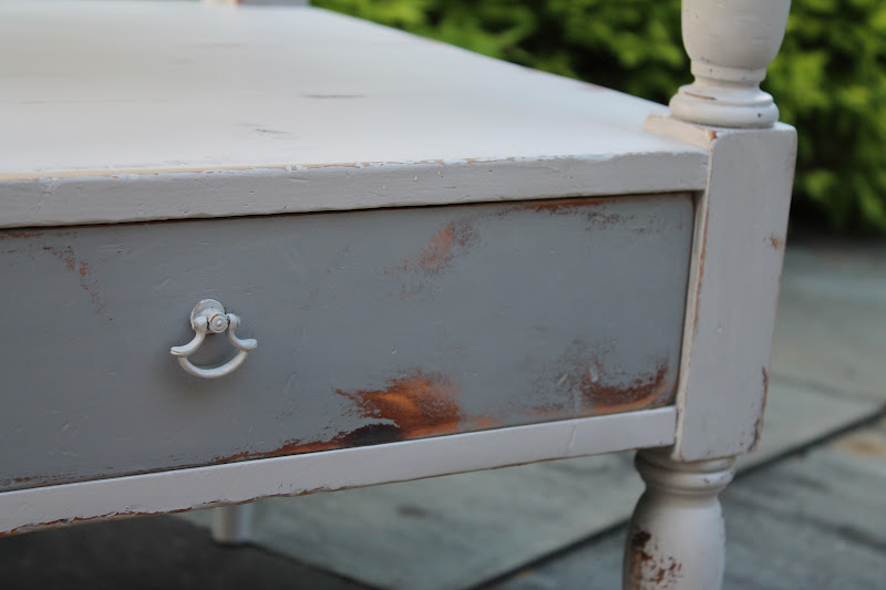 Elizabeth & Co. Distressed and Glazed Gray Side Table