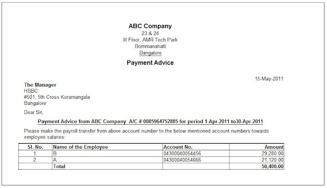 payment advice format word