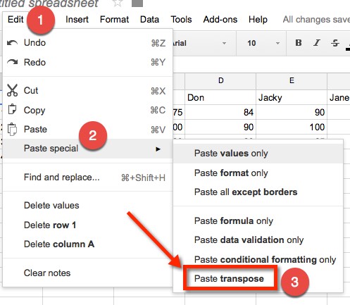 google sheets flipping your rows columns transpose google sheets