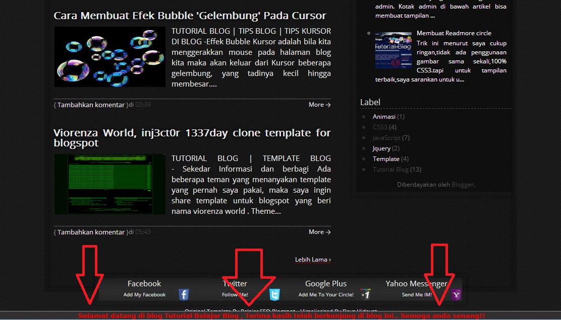 Cara Membuat Tulisan Berjalan Melayang di Bagian Bawah