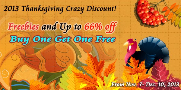 thanksgiving crazy discount 2013 Thanksgiving Special Offer: Freebies, Up to 66% off and Buy One Get One Free