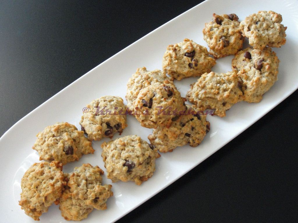 Krithi's Kitchen Banana Oatmeal Chocolate Chip Cookies Cookie Recipes