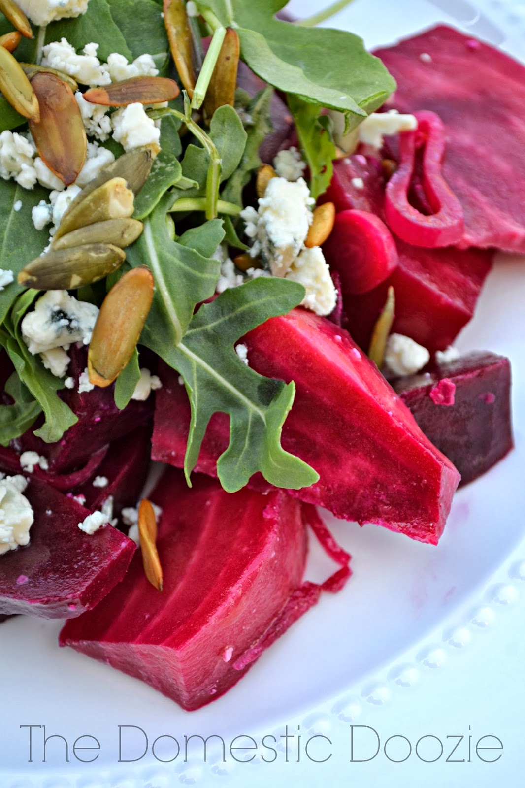 The Domestic Doozie Roasted Beet Salad With and Pumpkin Seeds