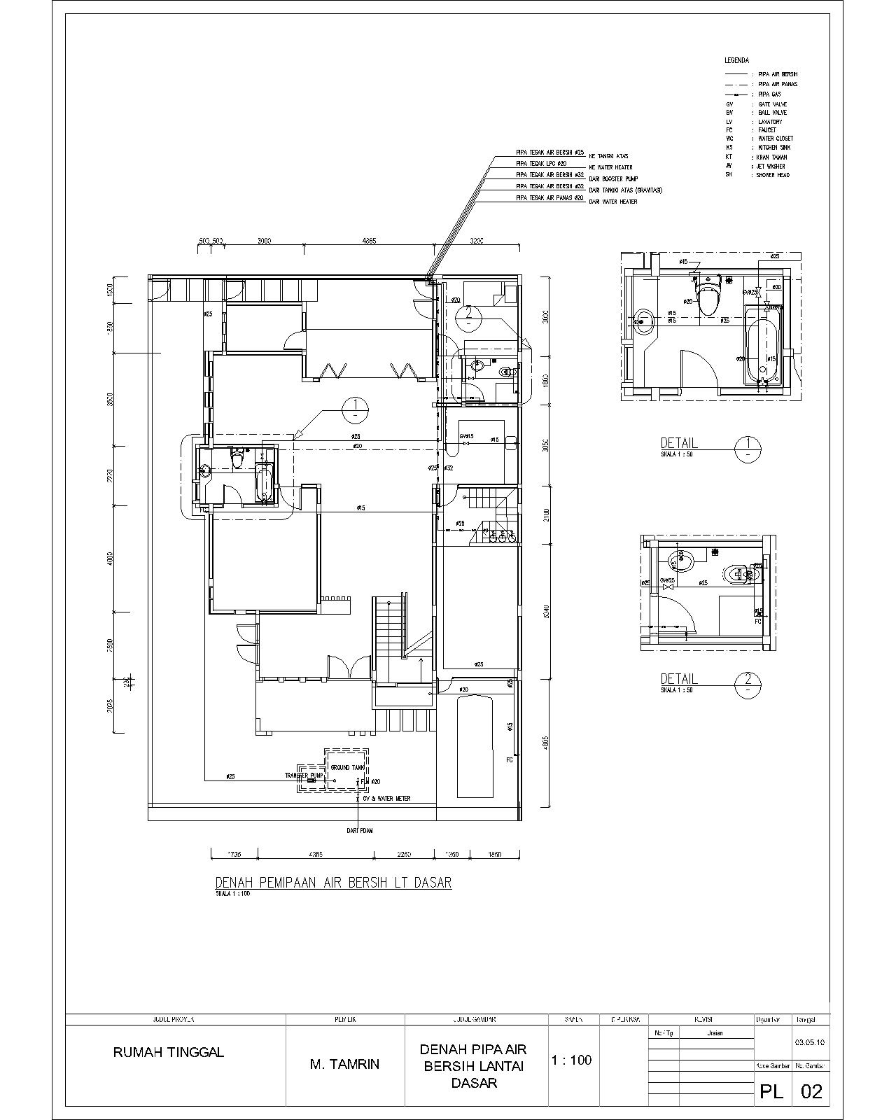 Building Utilities Domestic Water Distribution at Housing Example