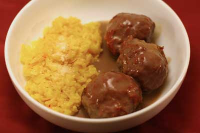 risotto Milanese with meatballs