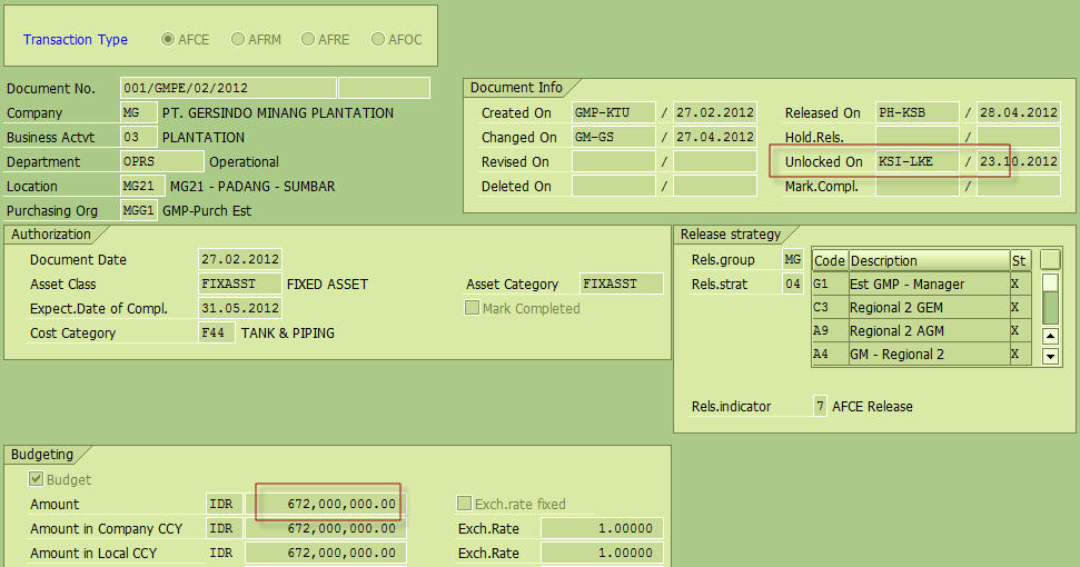 SAP Error Collection Error SAP ZMM000 AFCE 001/GMPE/02/2012