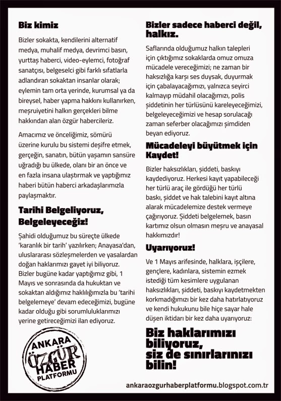 Ankara Özgür Haber Platformu Bildirisi