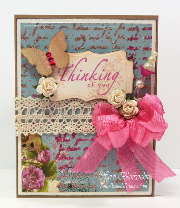 Embellished Dreams Thinking of You Card & Stamping with Glue Technique