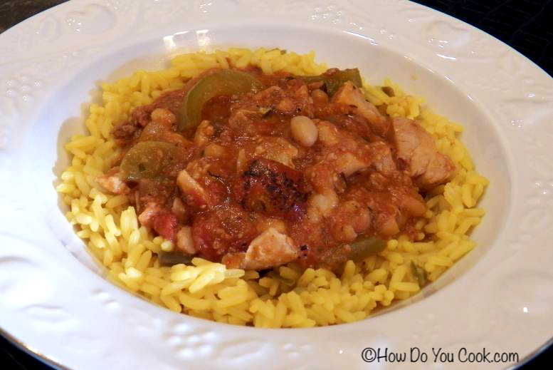 How Do You Chicken and Chorizo Stew over Saffron Rice