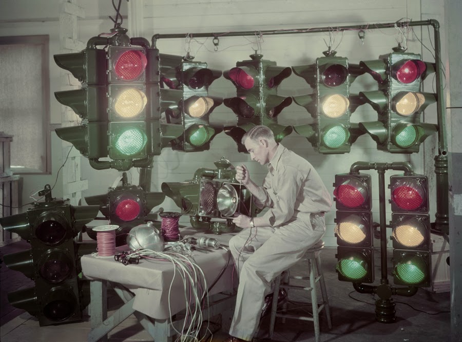 Traffic lights are made in Shreveport, Louisiana, 1947 vintage everyday