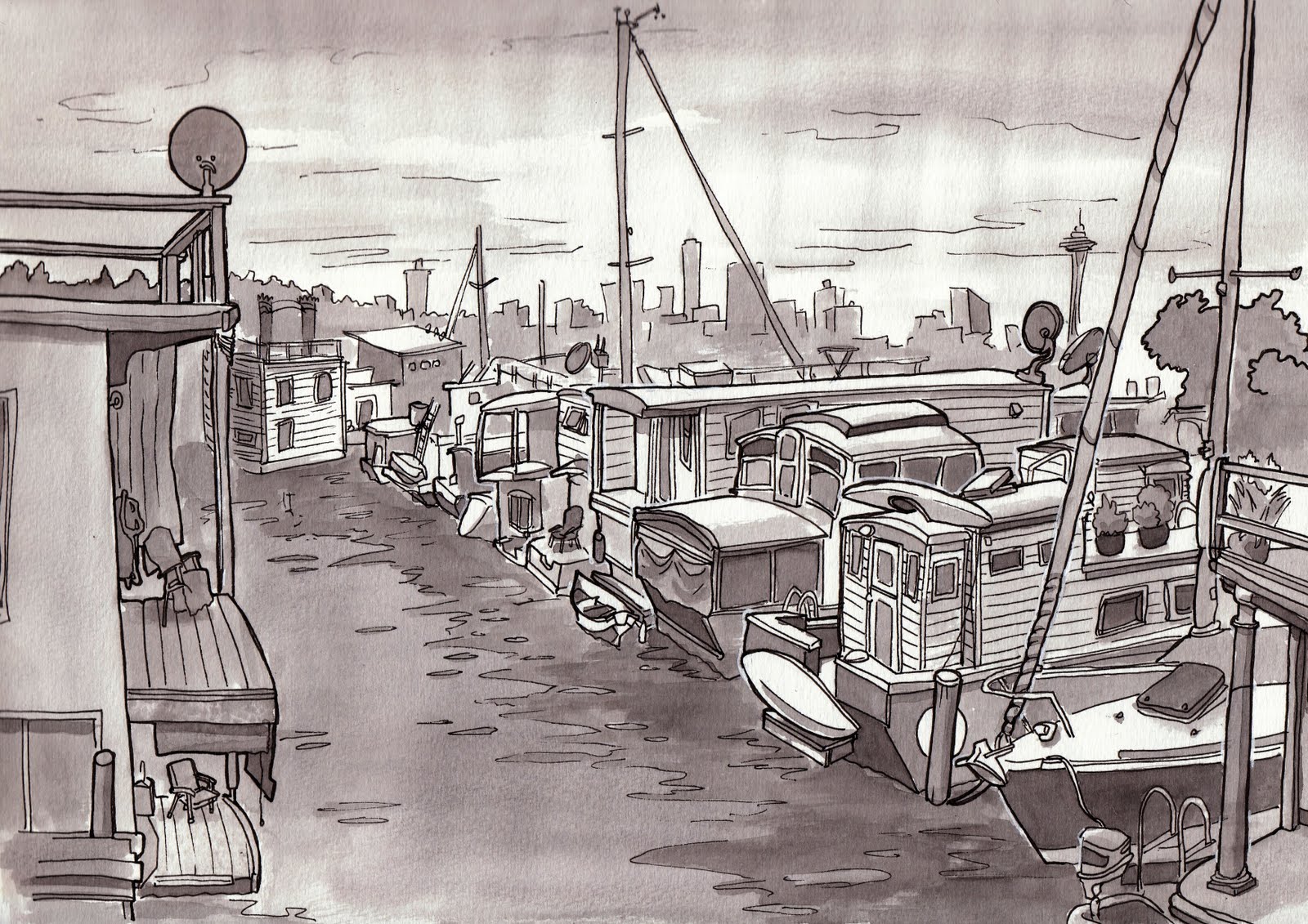 houseboat sketch urban sketchers seattle july 2011 houseboat sketch urban sketchers seattle july 2011