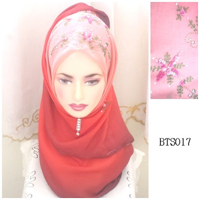 tudung bawal 3 tone sulam crown tudung bawal 3 tone sulam crown merah bata